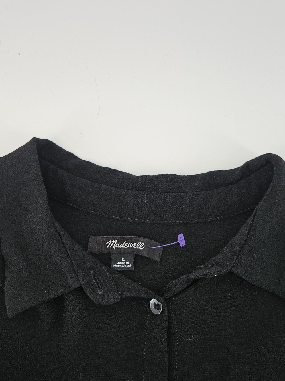 Madewell Black Women's Short Sleeve Blouse Boho Peasant Luxury Classic Shirt SS